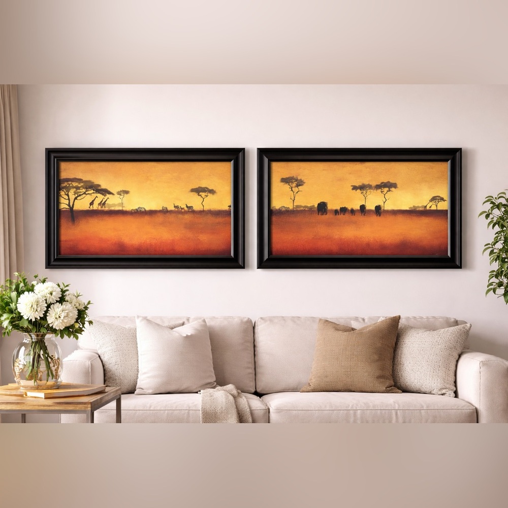 African Savannah Wall Art Set – 2-Piece Serengeti I & II | Ready to Hang